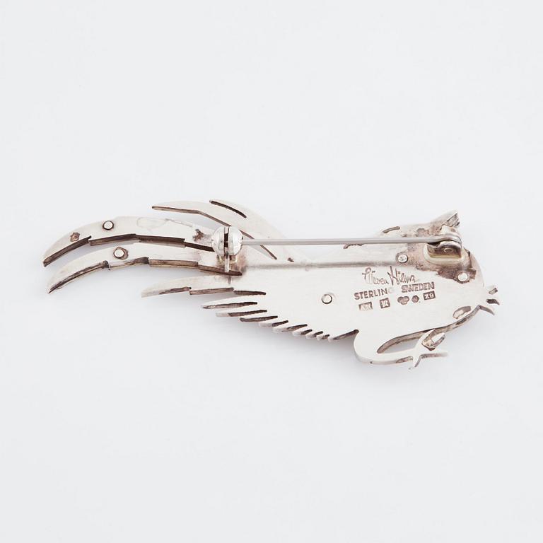 Wiwen Nilsson, a sterling silver brooch in the shape of a pheasant, Lund 1974.