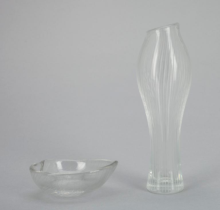VAS samt FAT, glas, sign. -55 resp. 56,  Tapio Wirkkala, Iittala.