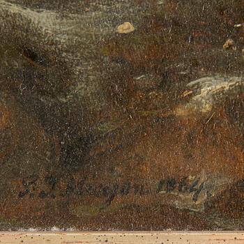 PETER JOSEPH MINJON, tillskrivna, olja på uppfodrad duk, ett par, bär signatur P.J. Minjon samt datering 1864 resp 186?.