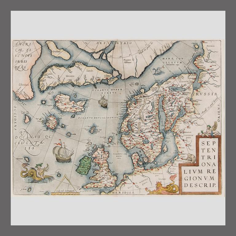 KARTA, Abraham Ortelius, Septentrionalium Regionum Descrip, 1570.