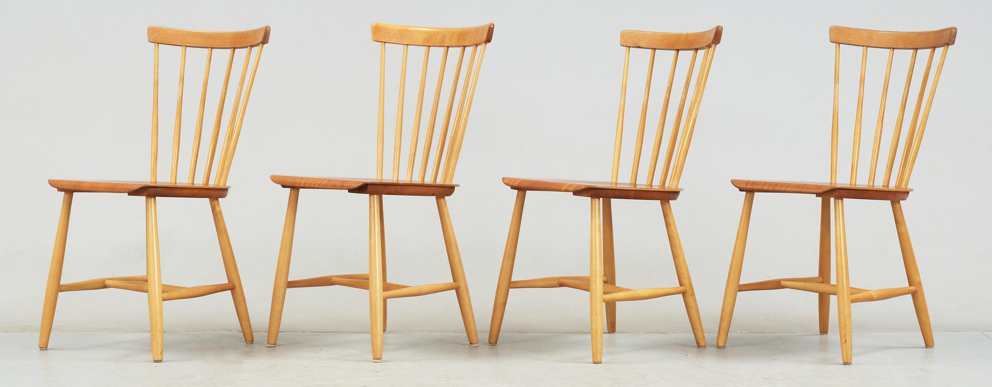 STOLAR, 4 st, "Haga 210", Sven Erik Fryklund, Hagafors Stolfabrik AB, omkring 1950.
