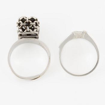 Two rings, sterling silver and silver, Björn Weckström and Pentti Sarpaneva.