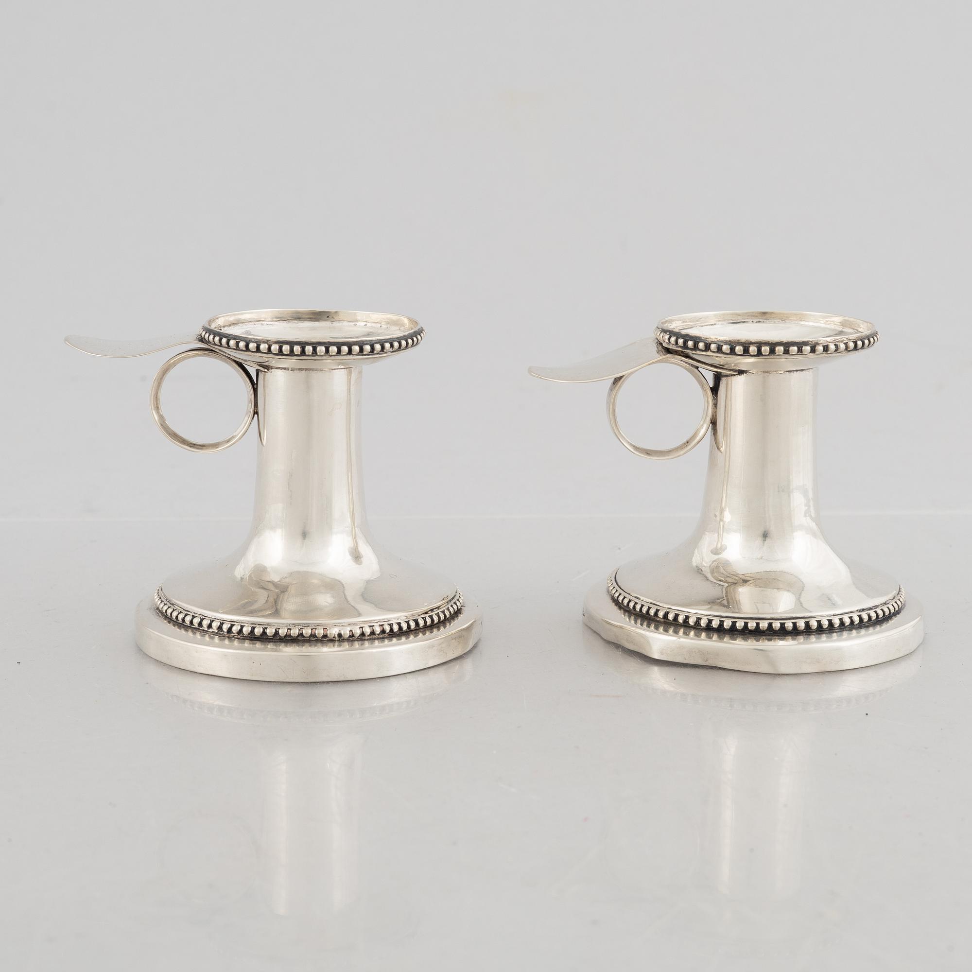 Gustaf Hamnqvist, ljusstakar, silver, Åmål 1794. Sengustavianska.