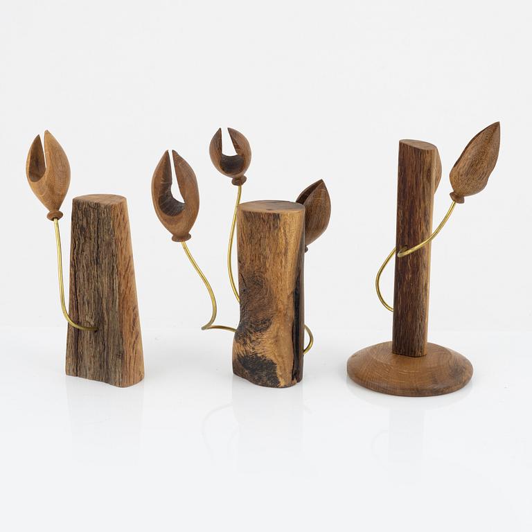 Magnus Ek, a set of three oak wood snacks holders for Oaxen Krog.