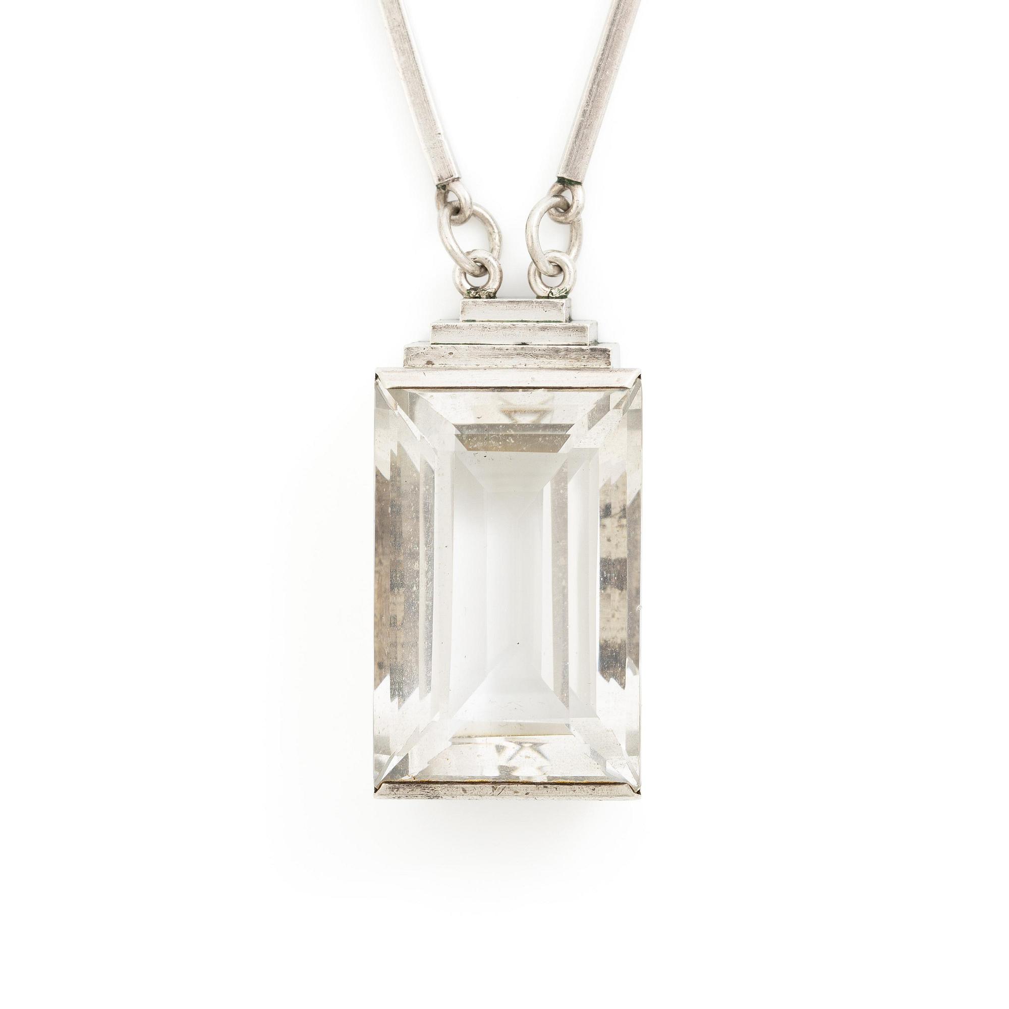 Wiwen Nilsson, a necklace, sterling silver with step-cut rock crystal, Lund 1942.