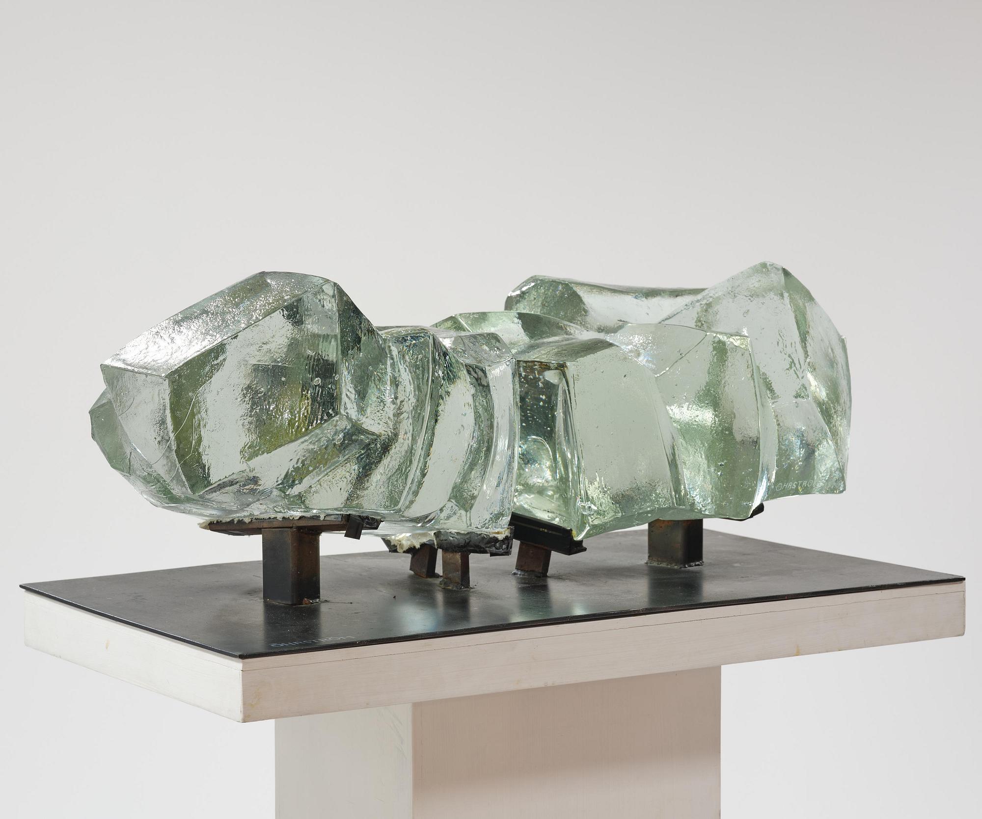 Edvin Öhrström, a cast glass sculpture, Lindshammar Glassworks, 1976, ed. 1/9.