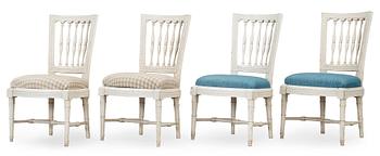 1551. Four late Gustavian circa 1800 chairs.