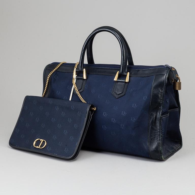 CHRISTIAN DIOR, two blue nylon and leather bags.