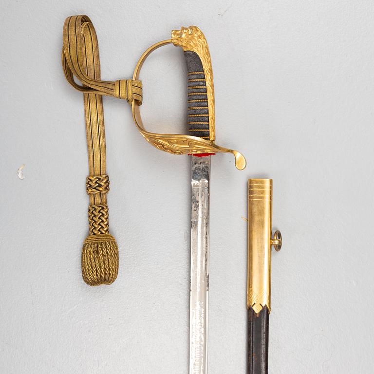 A navy officer's sword 1878 pattern with scabbard.