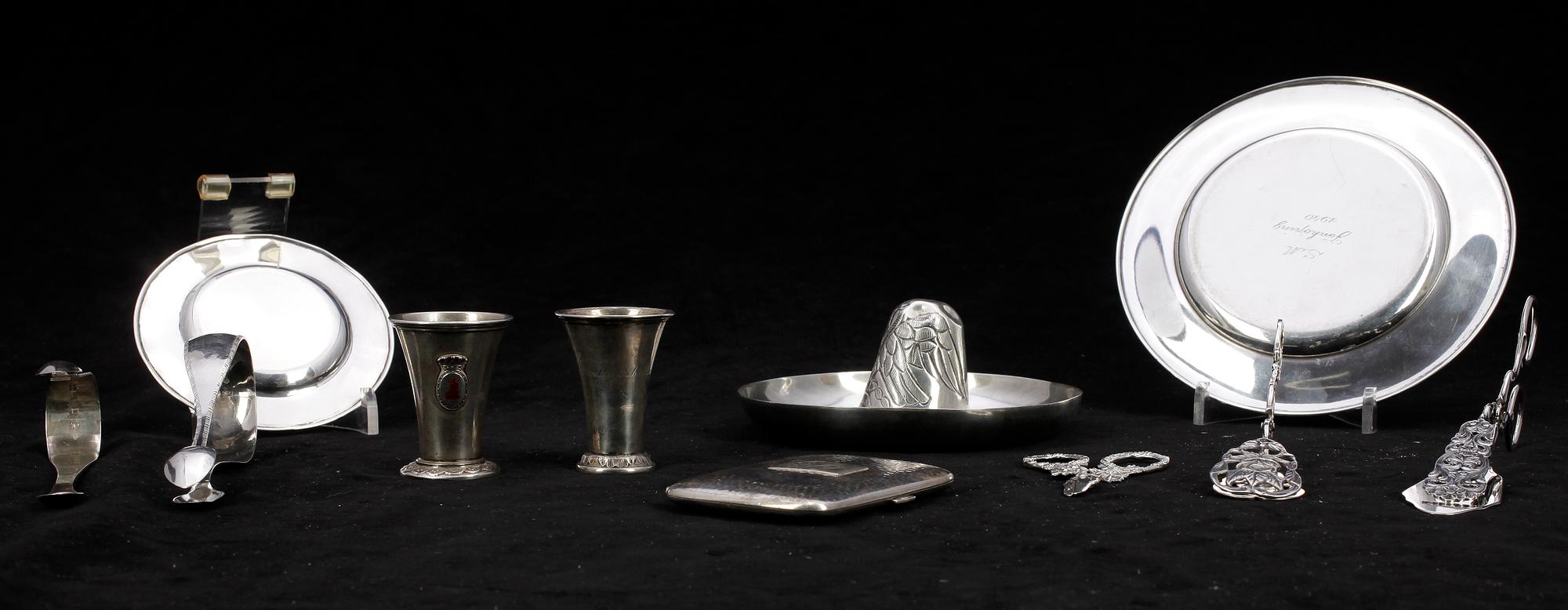 PARTI SILVER, 11 delar, bla Karl Anderson, Stockholm, 1903, tot vikt ca 486 g.