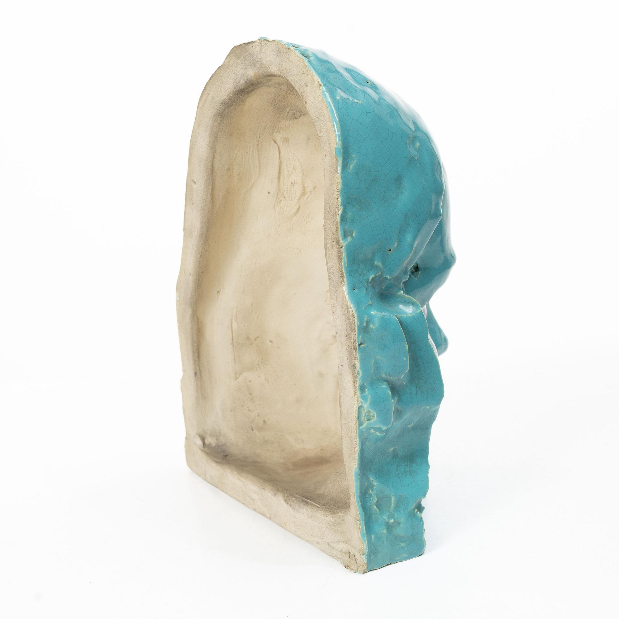 Monogramsignerad, porträttmask, stengods, 1910-30-tal.