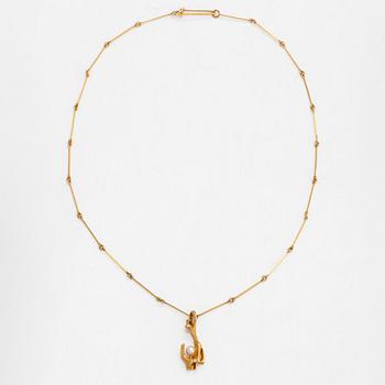 Björn Weckström, A 14K gold and cultured pearl necklace 'By the springs'. Lapponia 1969.