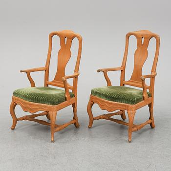 A pair of Rococo armchairs, second half of the 18th Century.