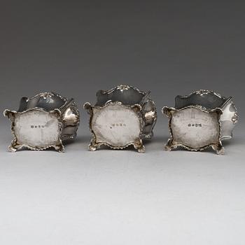 Teburkar, 3 st, sterlingsilver, Thomas Bumfriss och Orlando Jackson, London 1766. I schatull.