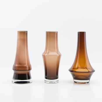 Tamara Aladin, vaser, 3 st, glas, Riihimäen Lasi, Finland, 1960/70-tal.