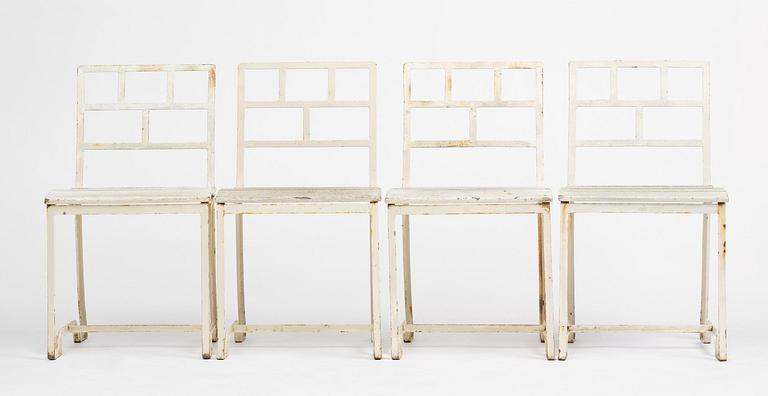 Carl Hörvik, a garden furniture set, a table and four chairs, possibly produced by Thulins vagnfabrik, Skillingaryd, Sweden.