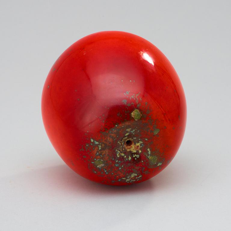 A Hans Hedberg faience apple, Biot, France.