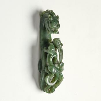 A nephrite belt hook, China, early 20th Century or older.