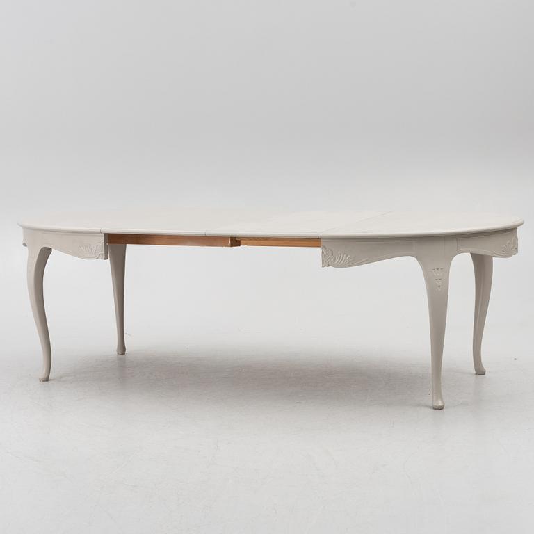 Dining table, 2 armchairs, 6 chairs, Rococo style, 20th century.