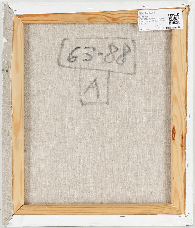 LENNART ASCHENBRENNER, triptyk, "Spår", signerad och daterad -88.