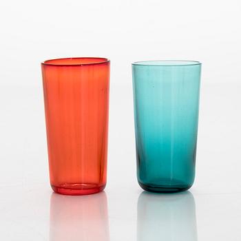 Kaj Franck, A decanter model 1541 and twelve shot glasses model 1153, Nuutajärvi Finland, mid-20th century.