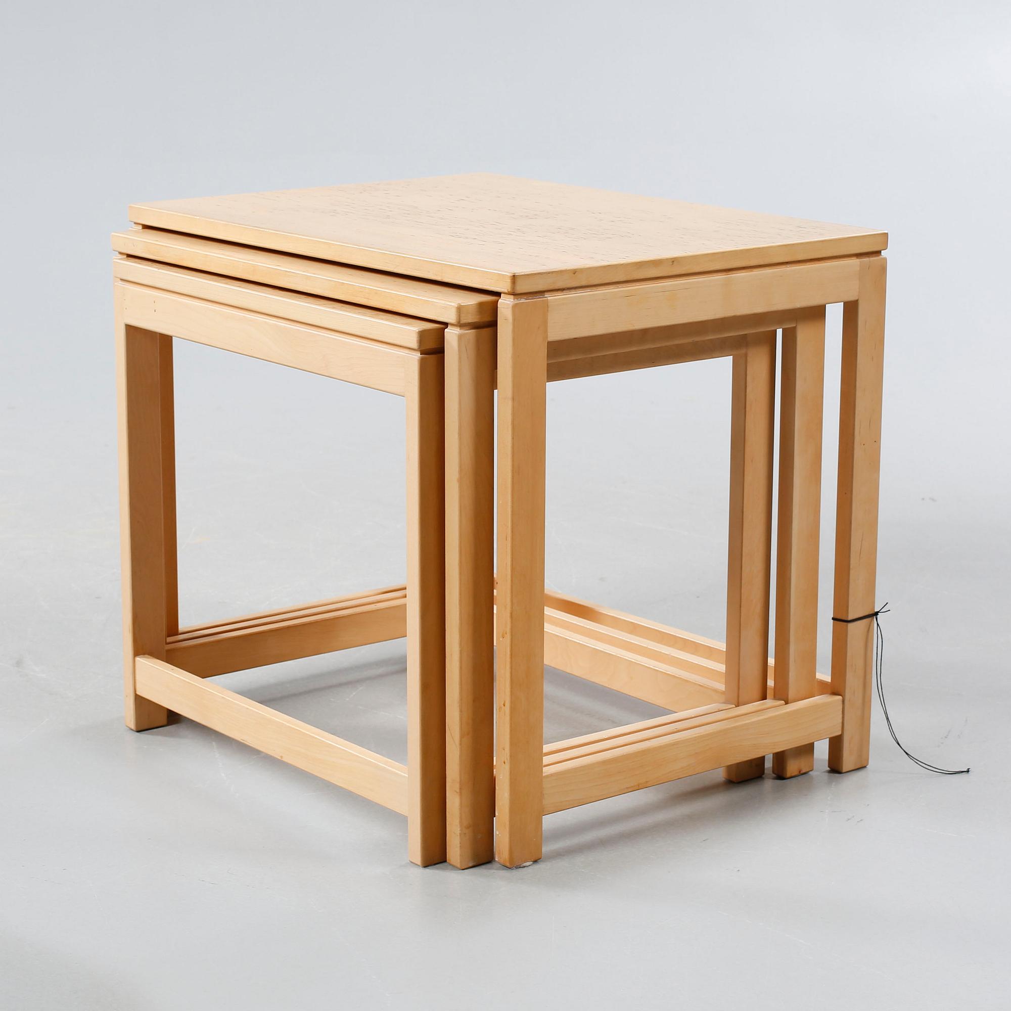 Three small tables named "HE 6040", designed by Hans Ehrlin, Tranås in 1961. Made in the fourth quarter of the 20th cent.