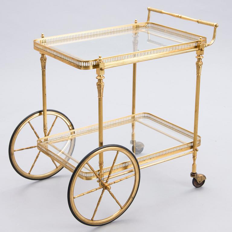 A brass serving trolley from the second half of the 20th Century.