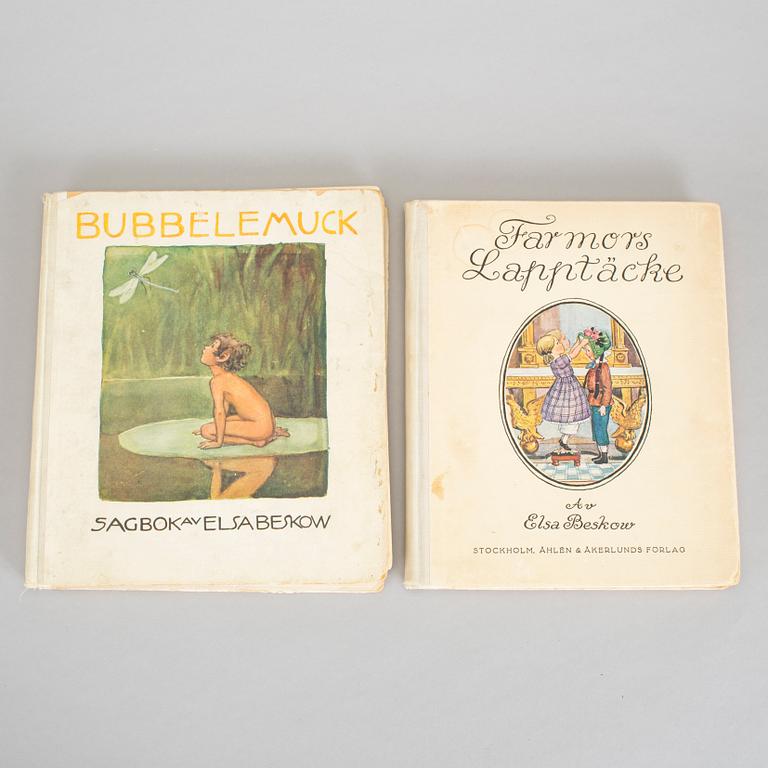 ELSA BESKOW, 9 böcker, bla Sol-ägget och Petter och Lotta på äventyr, med förf egenhändiga dedikation.
