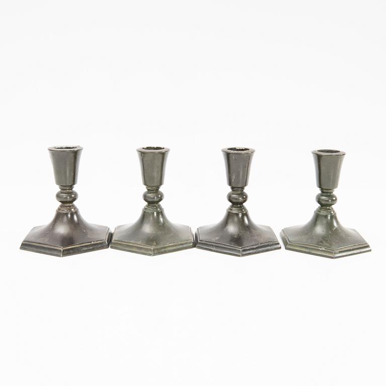 Just Andersen, Candle holders, 4 pcs, Denmark, first half of the 20th century.