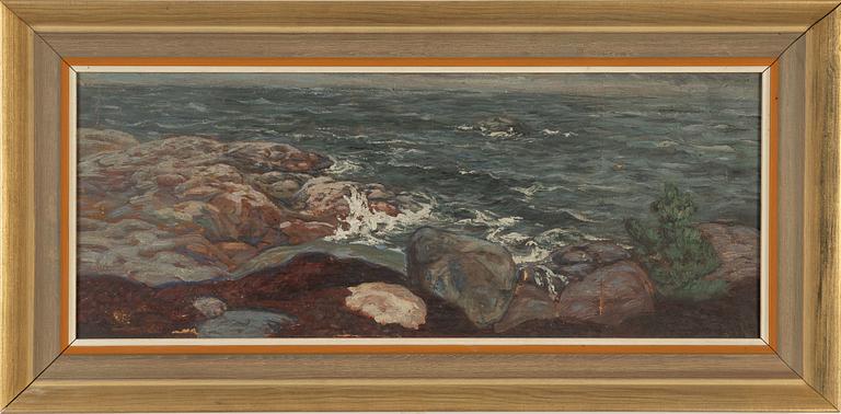 Helmer Osslund, oil on grease proof paper/paper-panel, signed below the frame (left).