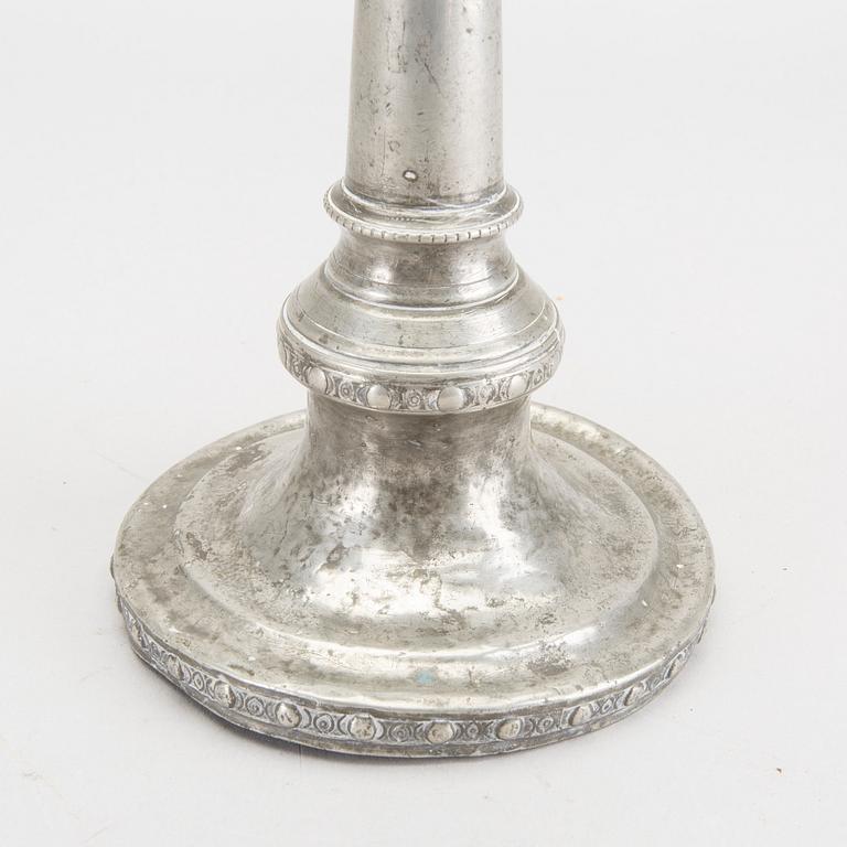 Martin Gustaf Moberg, a signed and dated 1786 pewter candle stick.