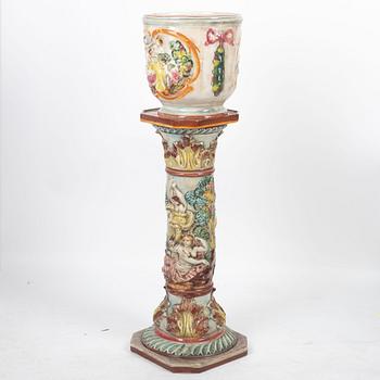 A creamware pedestal, Spain, mid/second half of the 20th century.