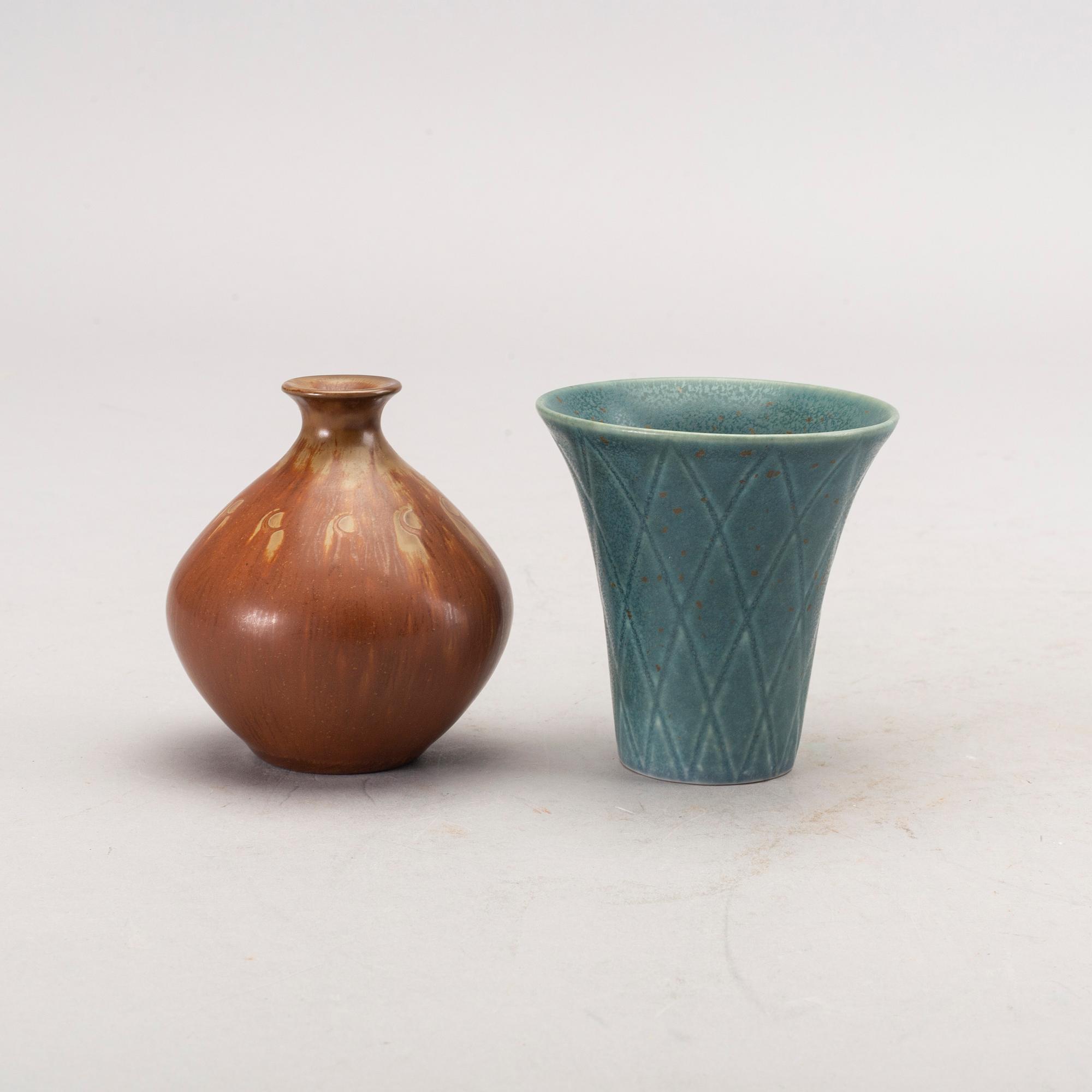 Gunnar Nylund, 4 stonewear vases from Rörstrand.