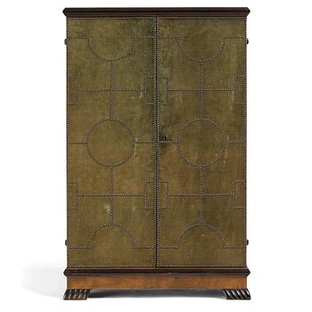 Otto Schulz, a velvet covered Swedish Modern cabinet, Sweden, late 1920s.