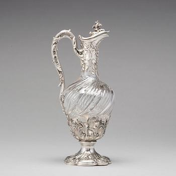 Vinkanna, Frankrike 1800-talets mitt, silver och glas.