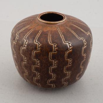 Eva Stæhr Nielsen & others, two stoneware vases and a teapot, Saxbo, Denmark, mid and first half of the 20th century.