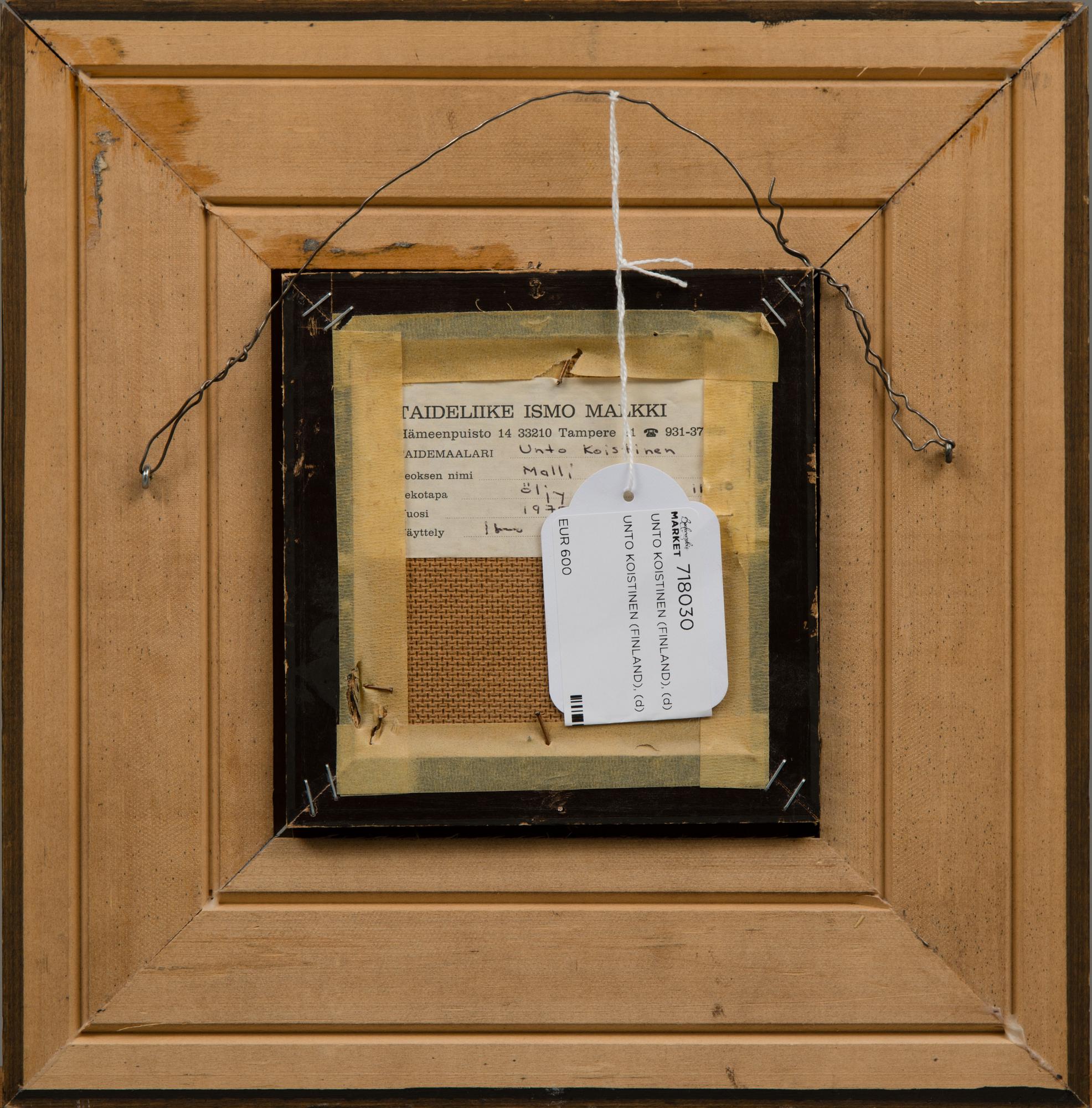 UNTO KOISTINEN, öljy levylle, signeerattu ja päivätty -78.