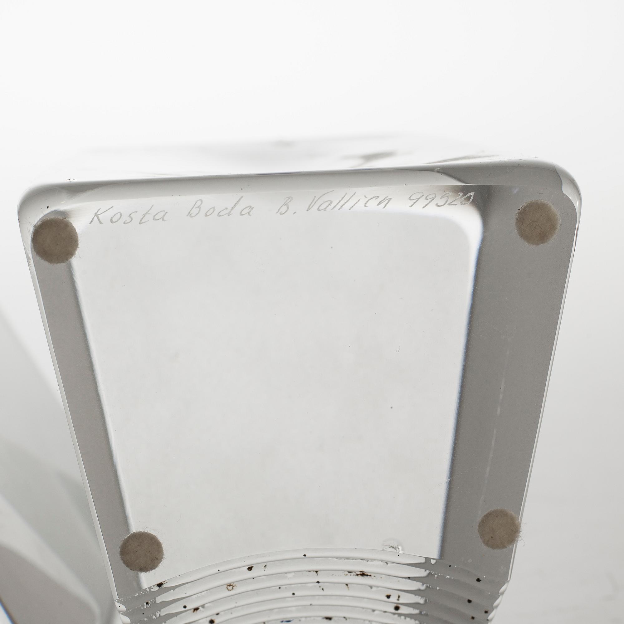 two glass objects for Kosta Boda, signed.