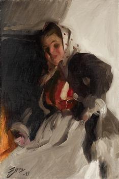 59A. Anders Zorn, "Vid spisen" (By the fireplace).