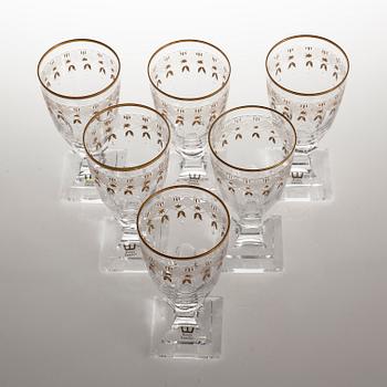 Six wine glasse, "Odelberg Junior" from Kosta, second half of the 20th century.