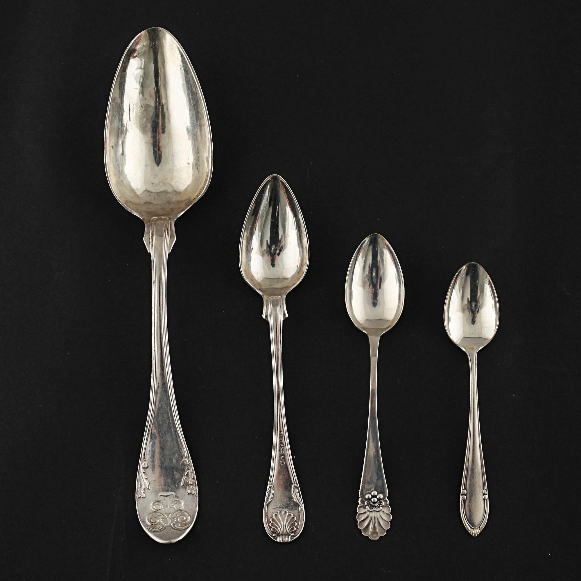 23 silver spoons from Sweden, 19th and 20th century.