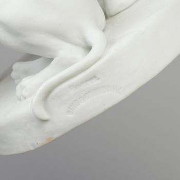 A bisquit sculpture of a huntsman, after model by Bertel Thorvaldsen. Bing & Gröndahl, Denmark, 20th Century.