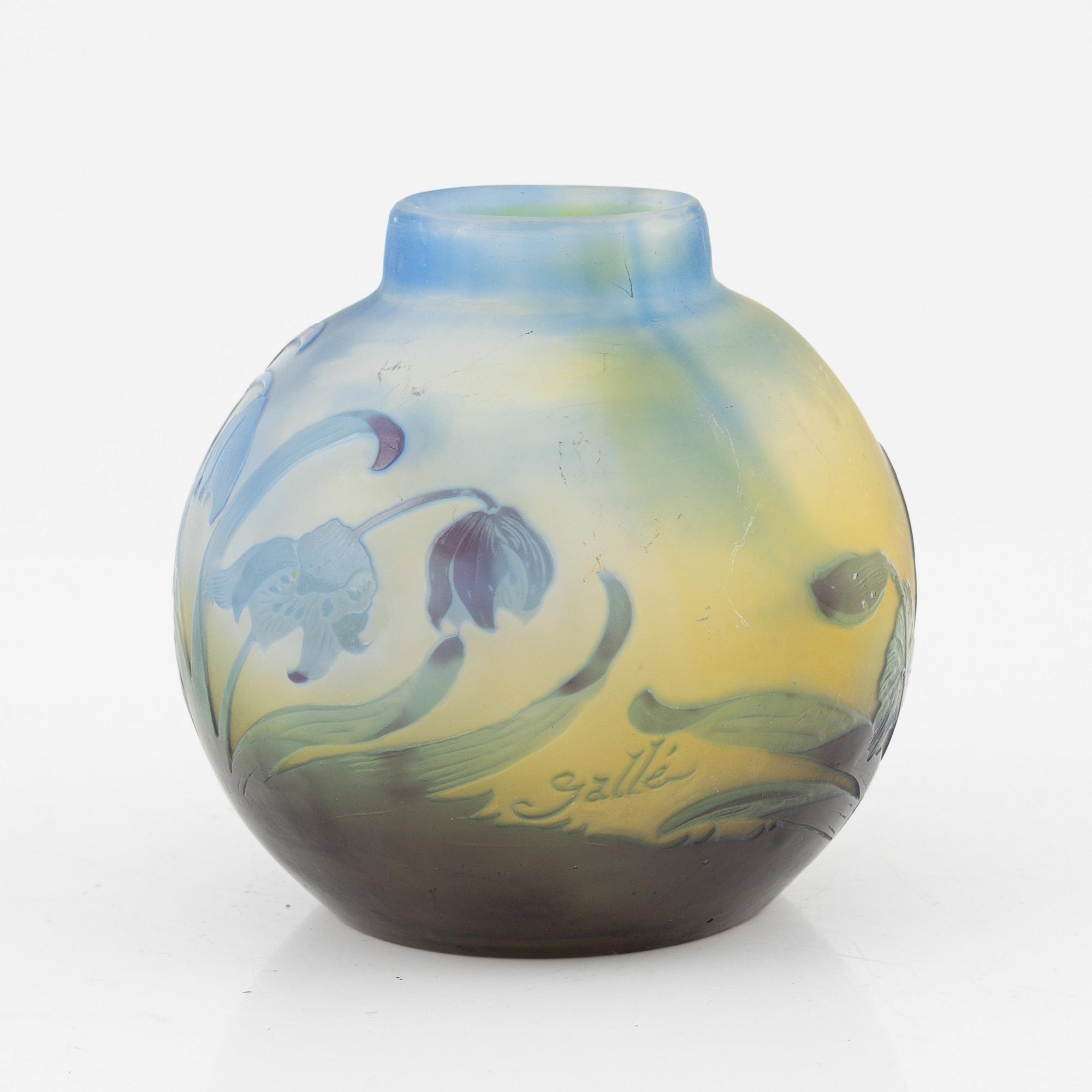 Emile Gallé, an Art Nouveau cameo glass vase, Nancy, France.