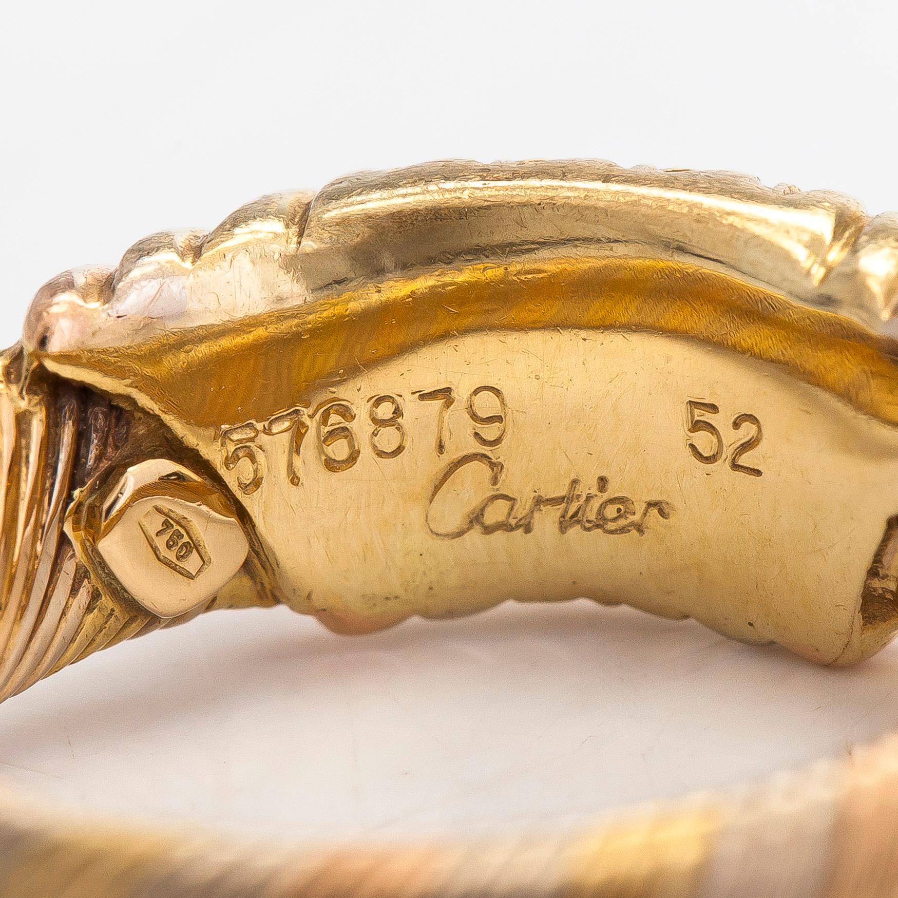Cartier, an18K tri-colour gold ring, with brilliant-cut diamonds.