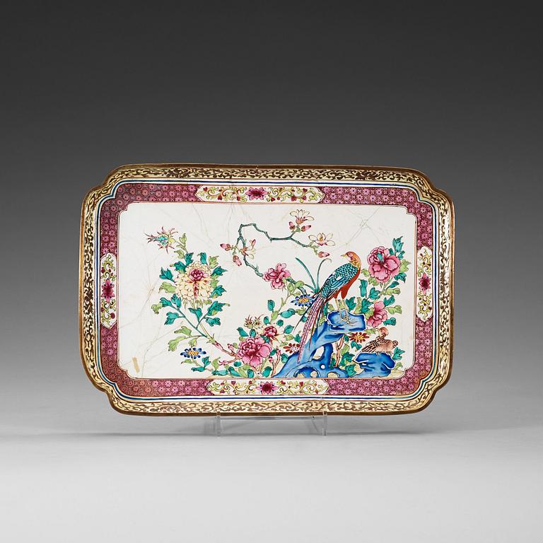 An enamel on copper tray, Qing dynasty, Qianlong (1736-95).