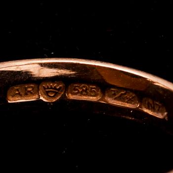 RING, 14K guld med turkos, Guldsmed A. Rantanen Tammerfors 1966.