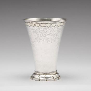 A Swedish 18th century parcel-gilt silver beaker, marks of Daniel Lundström Stockholm 1784.