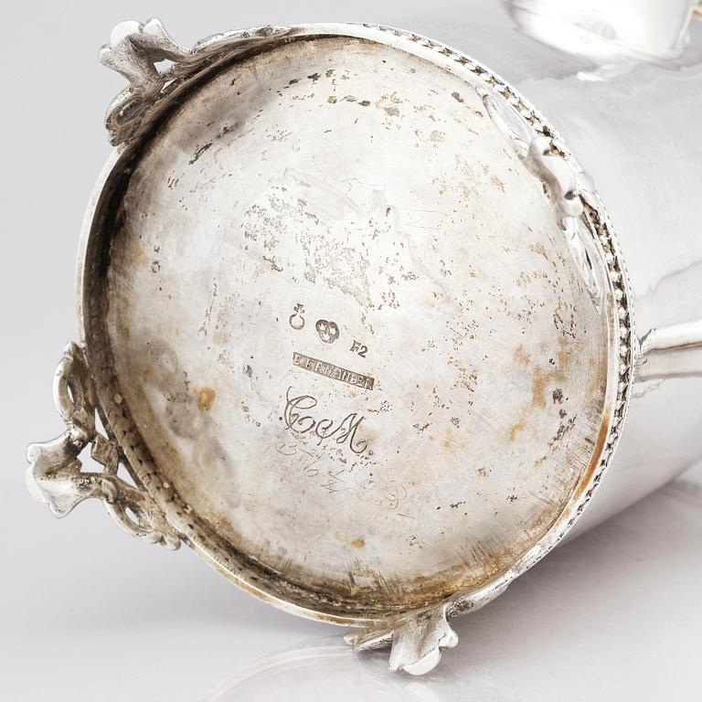 A Swedish Gustavian late 18th Century silver coffee pot, mark of Erik Ernander, Uppsala 1788.