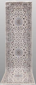 A Nain part silk runner carpet, 342 x 81 cm.