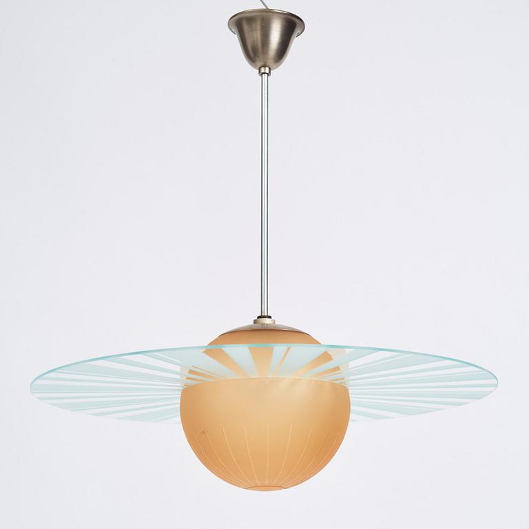 Edward Hald, a ceiling lamp, Orrefors, 1930s.